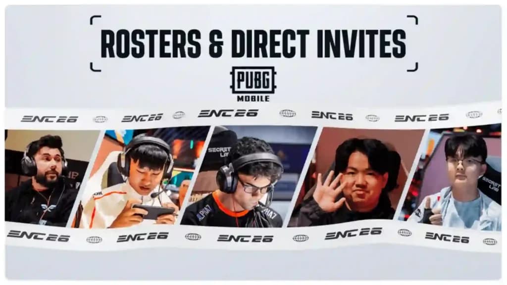 Službena ENC grafika s pet PUBG Mobile igrača i najavom nacionalnih rostera